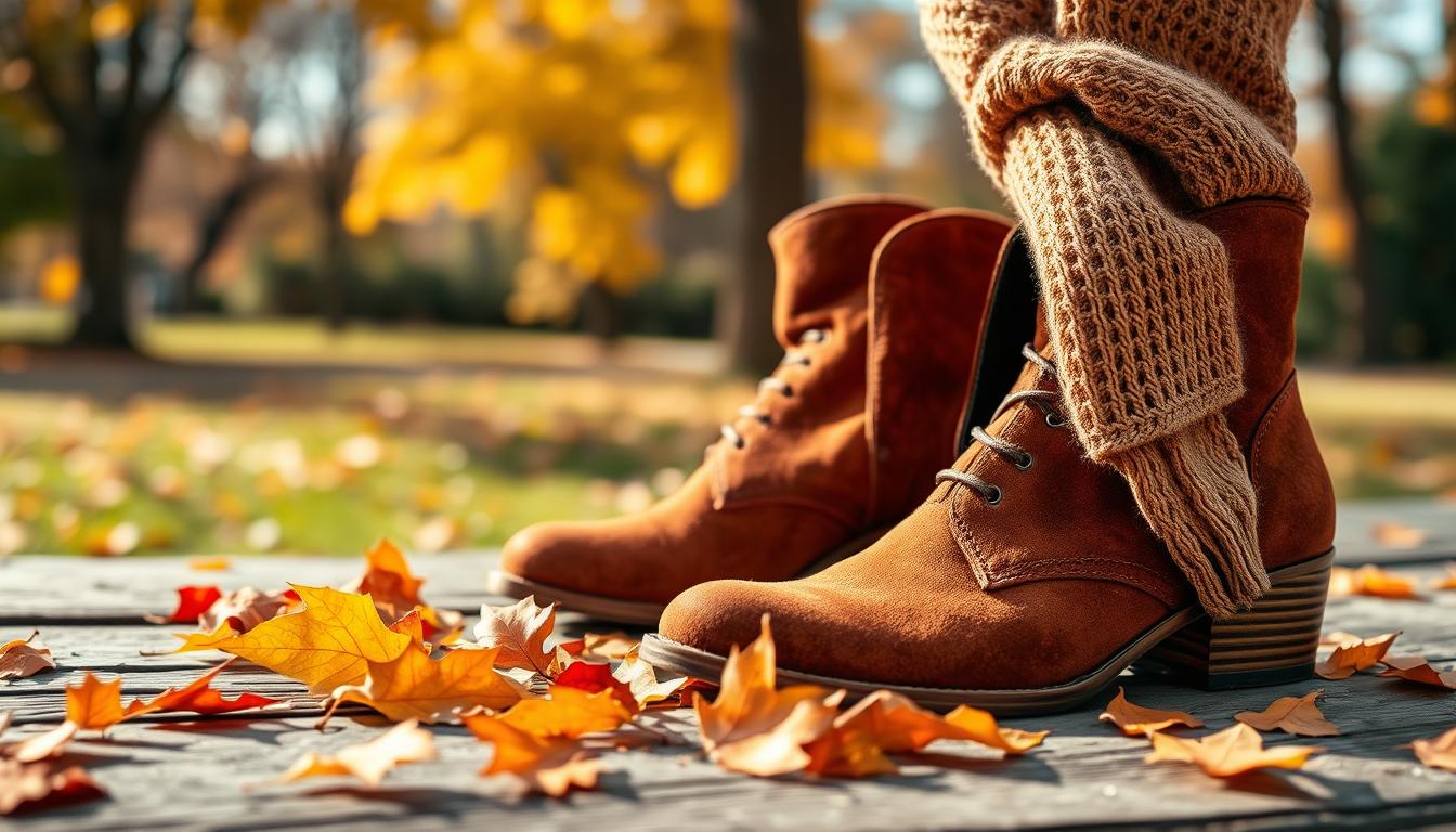 Finish the outfit with comfortable fall shoes and accessories